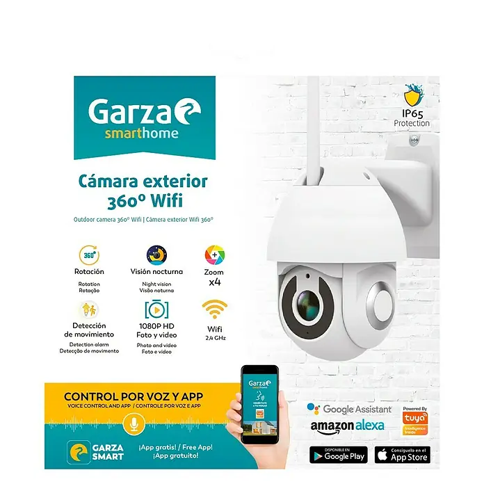 Garza Cámara IP de exterior inteligente Smart Wifi - Blanco, Funcionamiento en red, 1.080 píxeles (Full HD), IP65