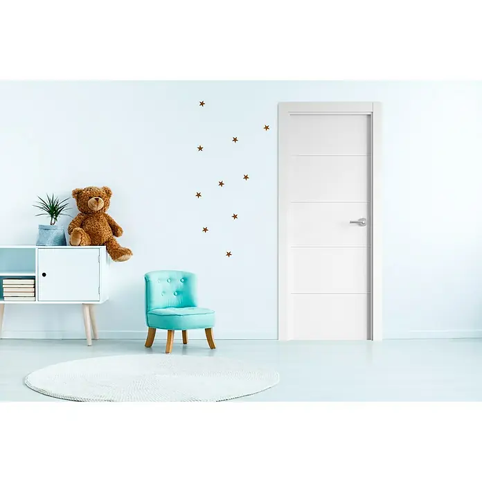 PortStylo Puerta interior Recife - 82,5 x 203 cm, Apertura según normativa: Izquierda, Blanco lacado, Maciza aligerada