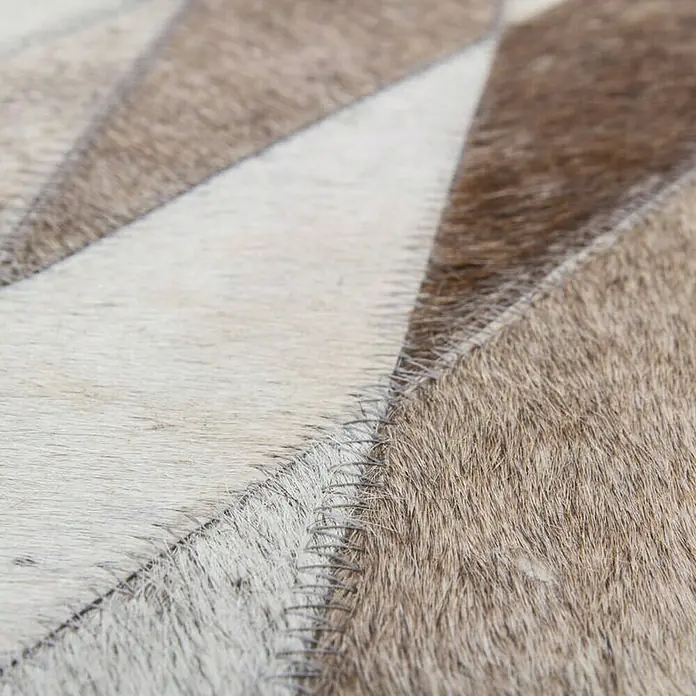 Kayoom Echtlederteppich Eclipse 510 - Grau, Braun, Beige, 170 x 120 cm, 100 % Leder - Detailaufnahme