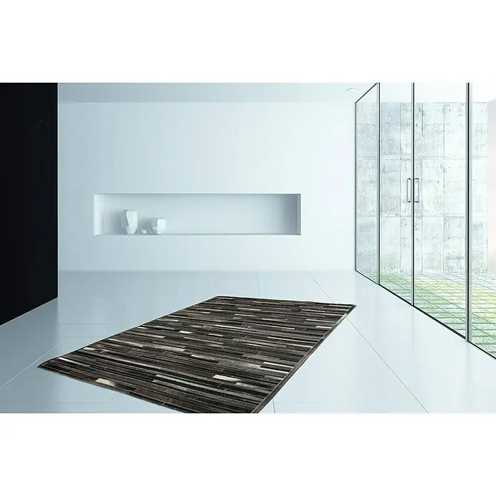 Kayoom Echtlederteppich Eclipse 110 - Grau/Braun, 170 x 120 cm, 100 % Leder - Stimmungsaufnahme