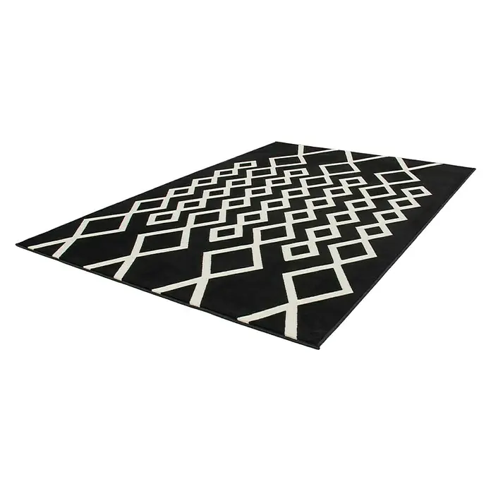 Kayoom Kurzflorteppich Lina 400 - Schwarz, 230 x 160 cm, 100 % Polypropylen - Linke Seitenansicht