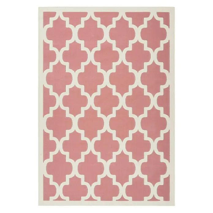 Kayoom Teppich mit Konturenschnitt Maroc - Rosa/Elfenbein, 290 x 200 cm, 100 % Polypropylen - Ansicht von oben