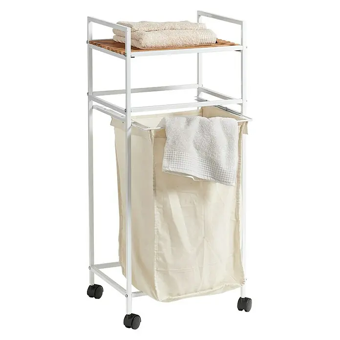 Zeller Present Cesta para la ropa - L x An x Al: 32,5 x 39 x 89,5 cm, Blanco