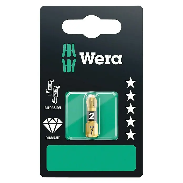 Wera Premium Plus Set dijamantnih bitova 855/1 BDC - PZ 2, 25 mm - Pogled sprijeda