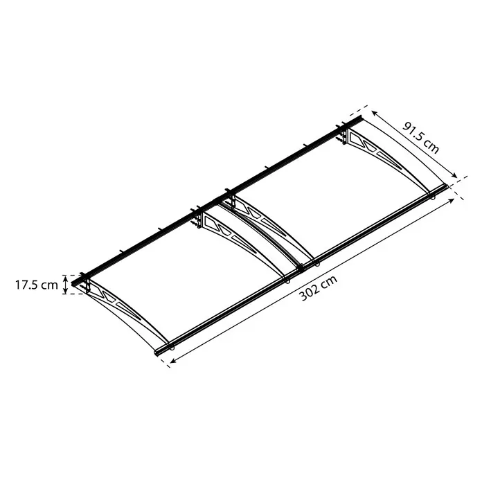 Solid Elements Pultvordach Pavo - 3.020 x 915 x 175 mm, Farbe Träger: Anthrazitgrau