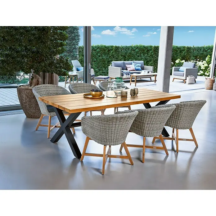 Vrtni stol - D x Š: 220 x 100 cm, Materijal stolne ploče: Drvo