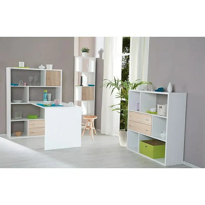 Phönix Toronto Container - L x B x H: 31,9 x 66,1 x 32,1 cm, Braun, Weiß, Anzahl Schubladen: 2 Stk. - Stimmungsaufnahme