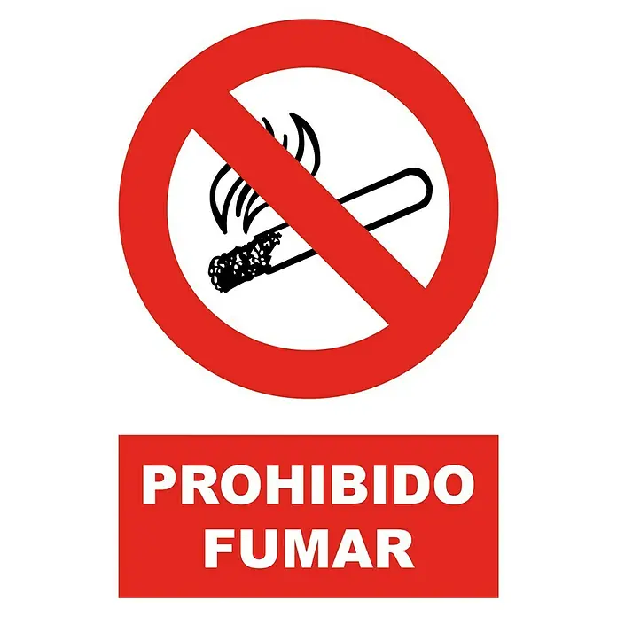 Cartel - Rojo/Blanco, Prohibido fumar, 23 x 34 cm