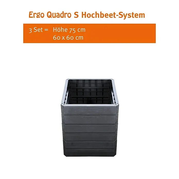 Garantia Hochbeet Ergo Quadro S - 60 x 60 x 25 cm, Kunststoff