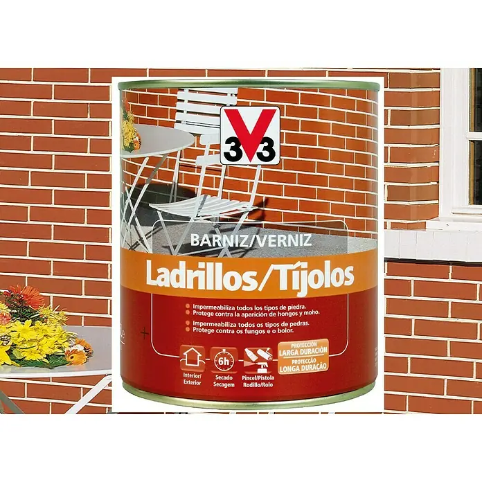 V33 Barniz protector Exterior ladrillos - Incoloro, Mate, 750 ml