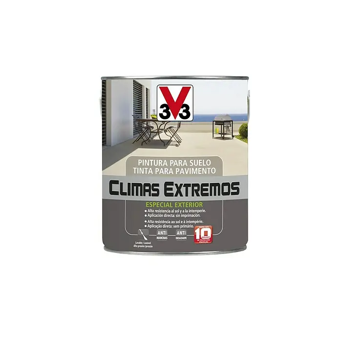 V33 Pintura para suelos Climas extremos - Blanco, 2,5 l, Satinado