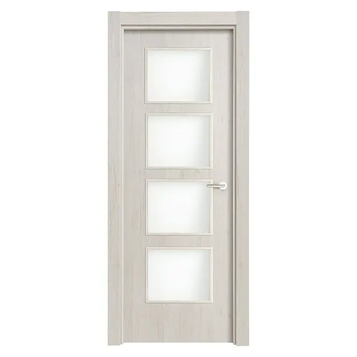 Solid Elements Puerta acristalada vinílica Quebec - 72,5 x 203 cm, Izquierda, Blanco gris, Alveolar, Vidriera