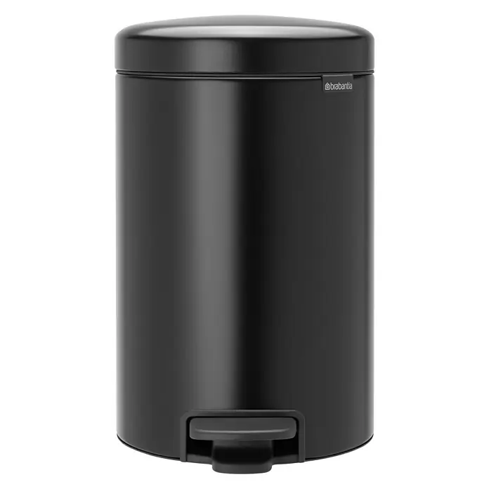 Brabantia Treteimer newIcon - 12 l, Schwarz, Rund, Stahl - Vorderansicht