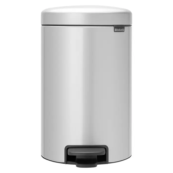 Brabantia Treteimer newIcon - 12 l, Grau, Rund, Stahl - Vorderansicht