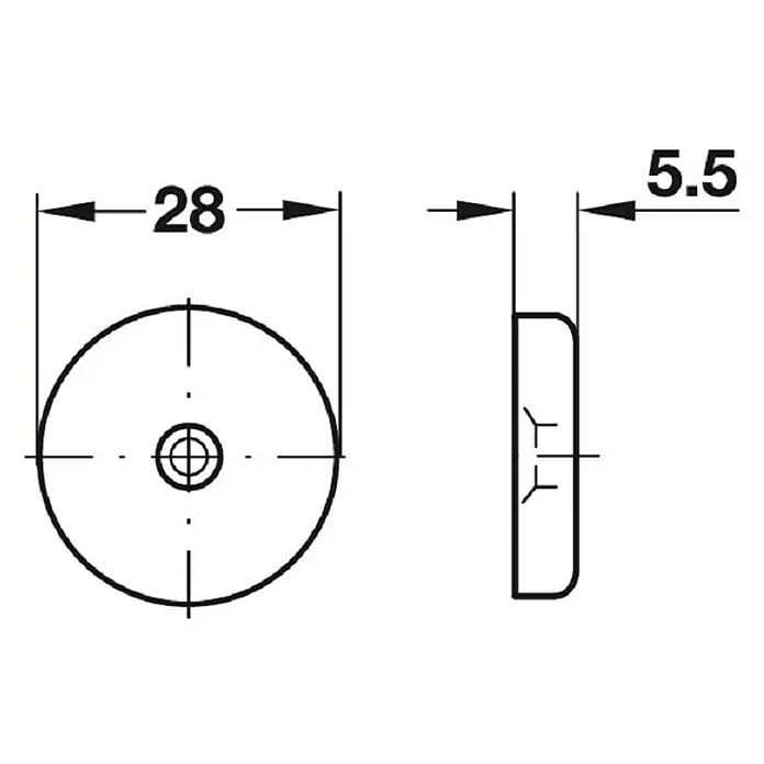 Häfele Türfeststeller - L x H: 60 x 38 mm, Grau - Vorderansicht