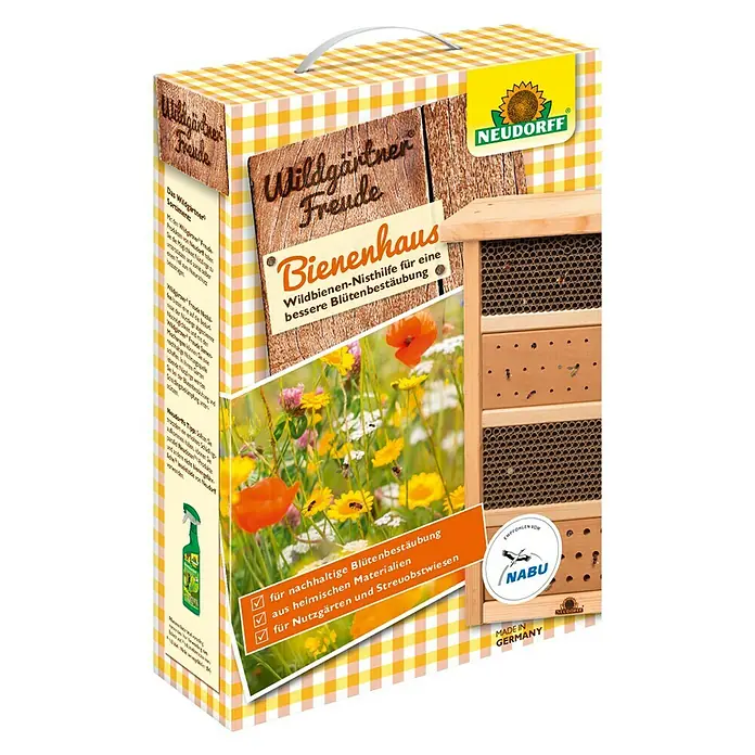 Neudorff Wildgärtner Freude Bienenhaus - 10 x 28,5 x 43 cm, Buche