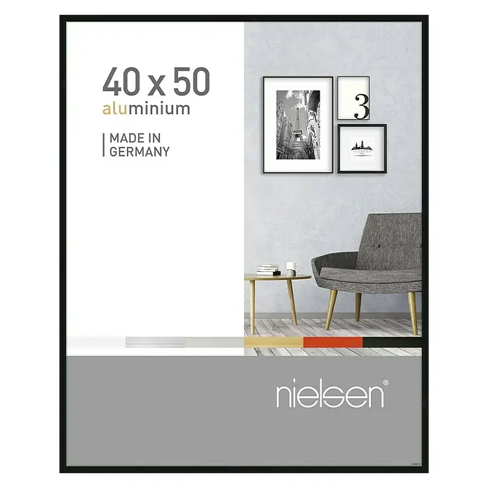 Nielsen Bilderrahmen Pixel - Schwarz, 40 x 50 cm, Aluminium - Vorderansicht