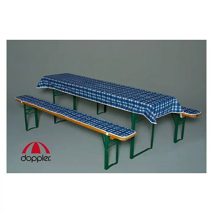 Doppler Bierbankauflagen-Set - Weiß/Blau, Kariert, Passend für: 70 cm Tischbreite