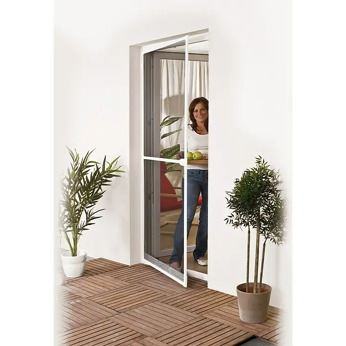 Easy Life Zaštitna mreža za vrata od insekata Basic - Š x V: 100 x 215 cm, Boja okvira: Bijele boje, Uticanje - Proizvod u upotrebi