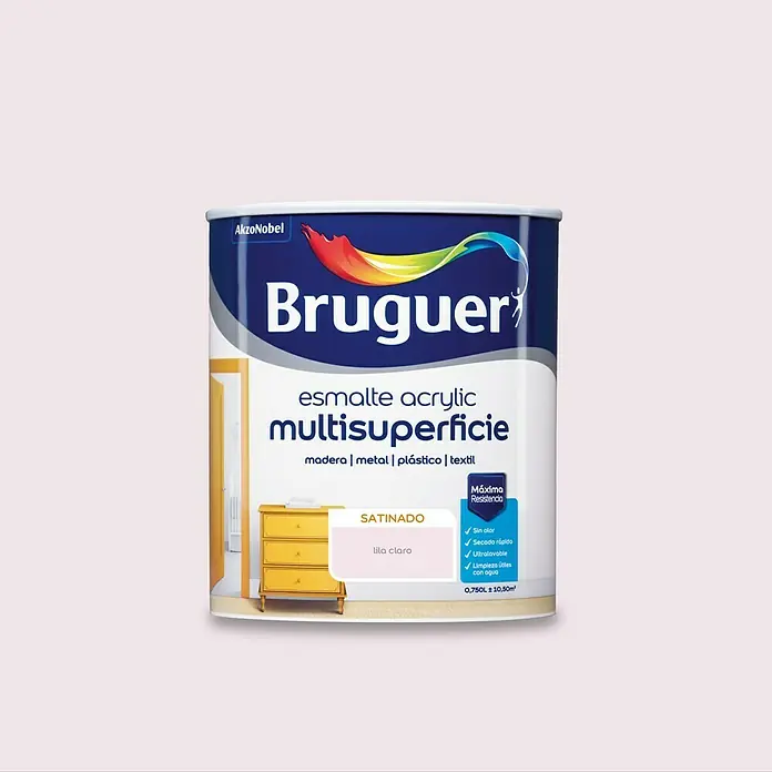 Bruguer Esmalte de color Acrylic Multisuperficie - Lila Claro, 750 ml, Satinado