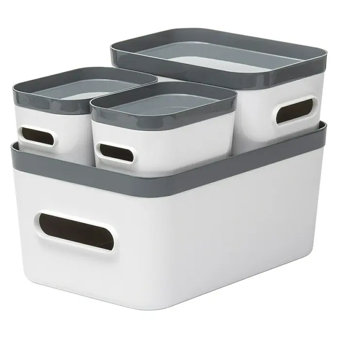 SmartStore Komplet kutija za pohranu Compact - Plastika, Bijele boje, 8 -dij. - Pogled sprijeda