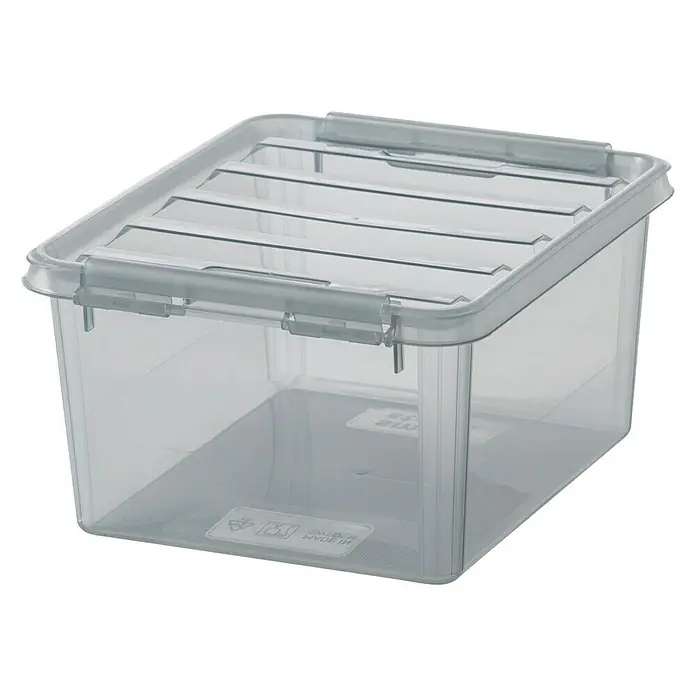 SmartStore Aufbewahrungsbox - L x B x H: 34 x 25 x 16 cm, Kunststoff, Grau - Linke Seitenansicht