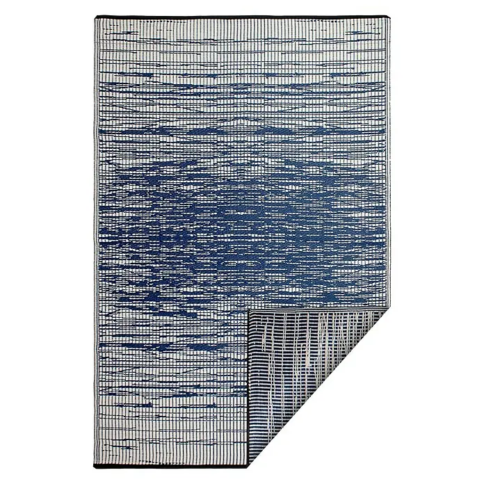 Outdoor-Teppich Brooklyn - Blau/Weiß, 180 x 120 cm, 100 % Polypropylen - Vorderansicht