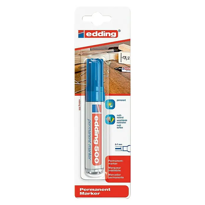 Edding Marcador permanente 500 - Grosor de trazo: 2 mm - 7 mm, Azul