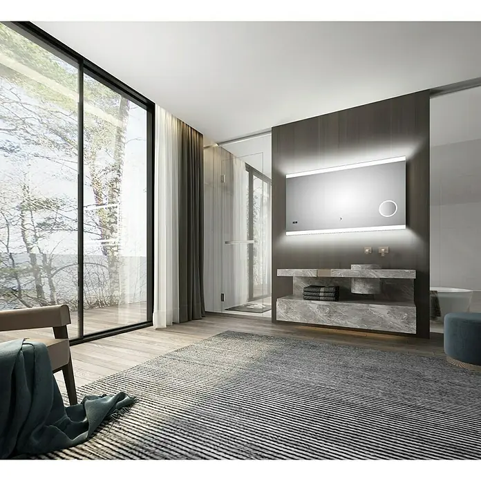 DSK LED-Lichtspiegel Silver Shine 2.0 - 120 x 70 cm, Berührungssensor - Stimmungsaufnahme