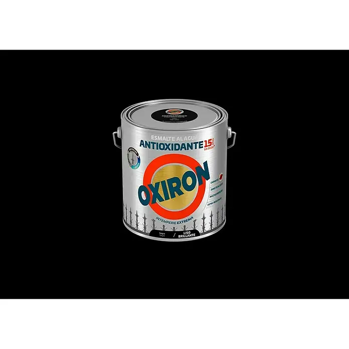 Oxiron Esmalte para metal - Negro, 2,5 l, Brillante, Base al agua