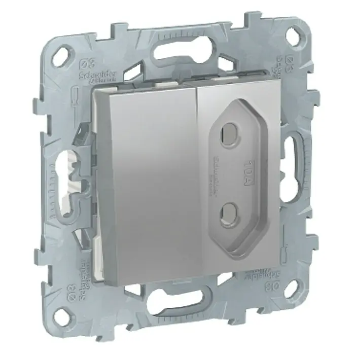 Schneider Electric New Unica Enchufe con conmutador - Aluminio, Sin Toma Tierra, Plástico, Montaje en la pared