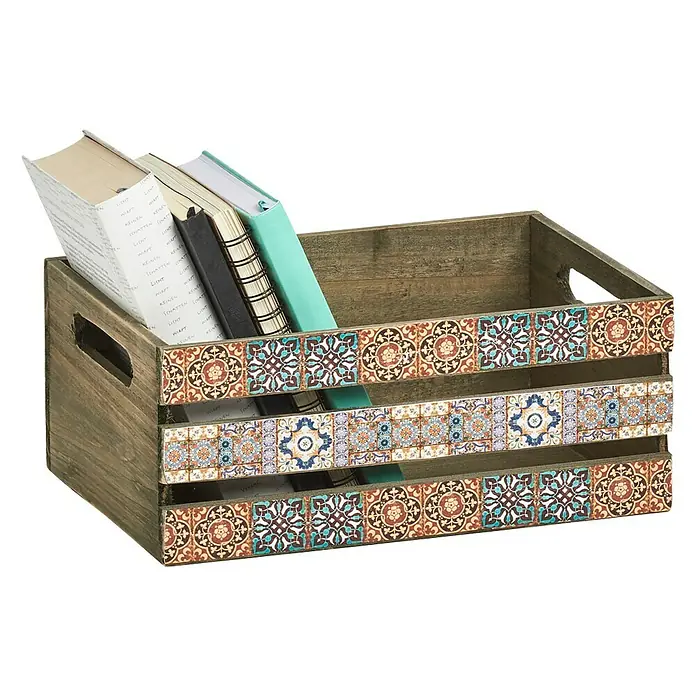 Zeller Present Aufbewahrungsbox Mosaik - L x B x H: 320 x 220 x 130 mm, Holz, Braun - Rechte Seitenansicht
