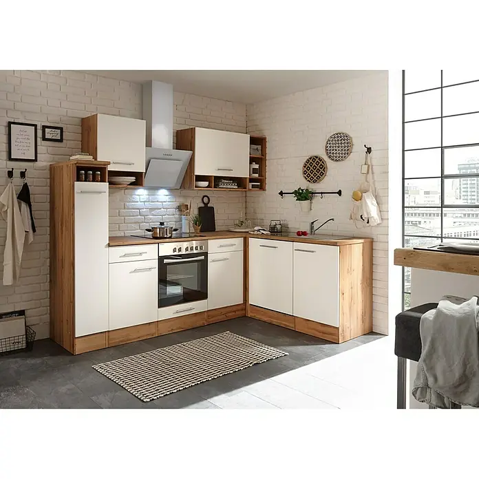 Respekta Winkelküche BEKBL250EWC - 172 x 250 cm, Weiß