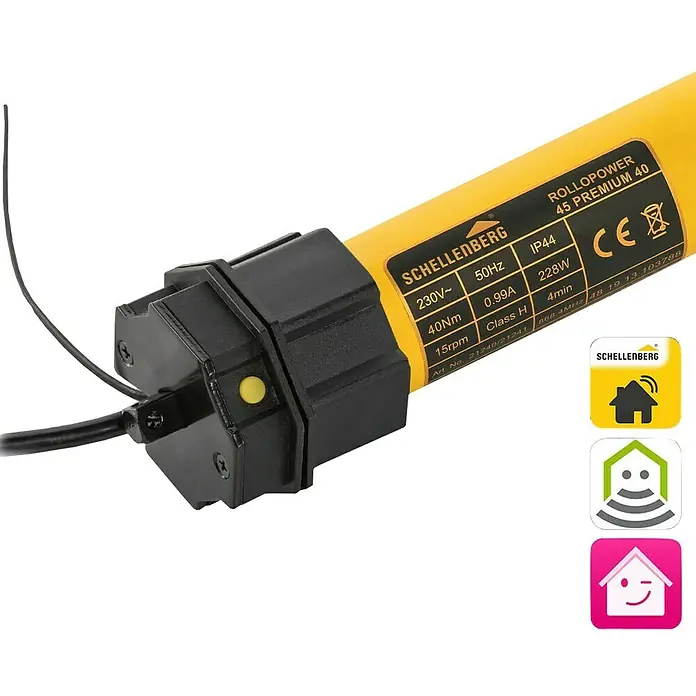 Schellenberg Funk-Rohrmotor Premium 40 Maxi - Max. Rollladenfläche: 15 m² bei Kunststoffrollläden, Einbaulänge: 620 mm, Zugkraft: 60 kg