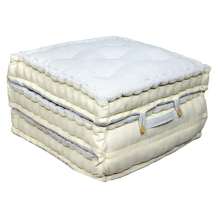 Cojín para asiento Banqueta 3 en 1 - 60 x 60 x 10 cm, Gris, 100% algodón