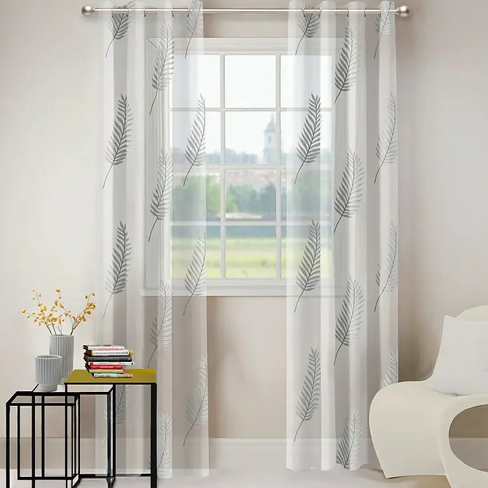 Visillo para ventana Palmist - 140 x 250 cm, 100% poliéster, Gris