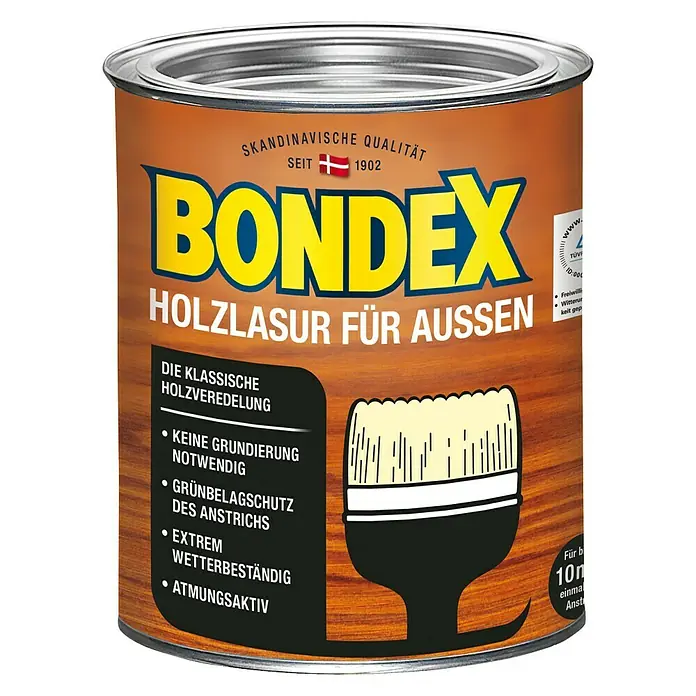 Bondex Holzlasur für Außen - Eiche Hell, Seidenmatt, 750 ml, Lösemittelbasiert, Alkydharz