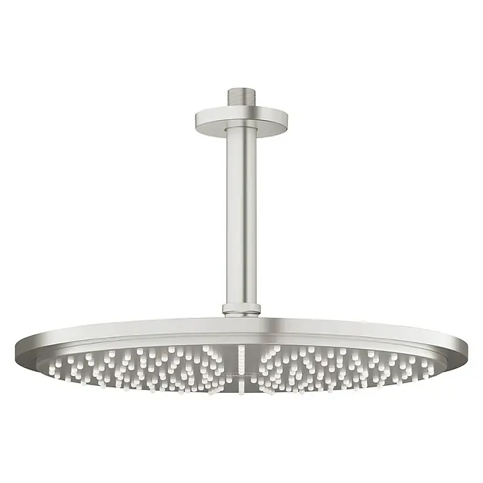 Grohe Kopfbrausen-Set Rainshower Cosmopolitan 310 - Durchmesser: 31 cm, 9,5 l/min bei 3 bar, Deckenmontage, Supersteel - Vorderansicht