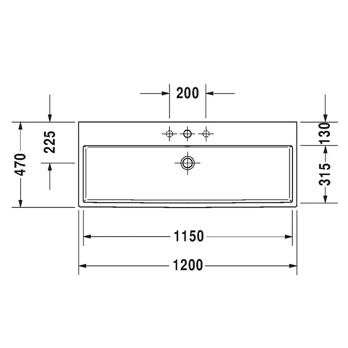 Duravit Vero Air Waschtisch - 120 x 47 cm, Ohne Spezialglasur, Hahnloch: Ohne, Ohne Überlauf, Weiß, Ungeschliffen