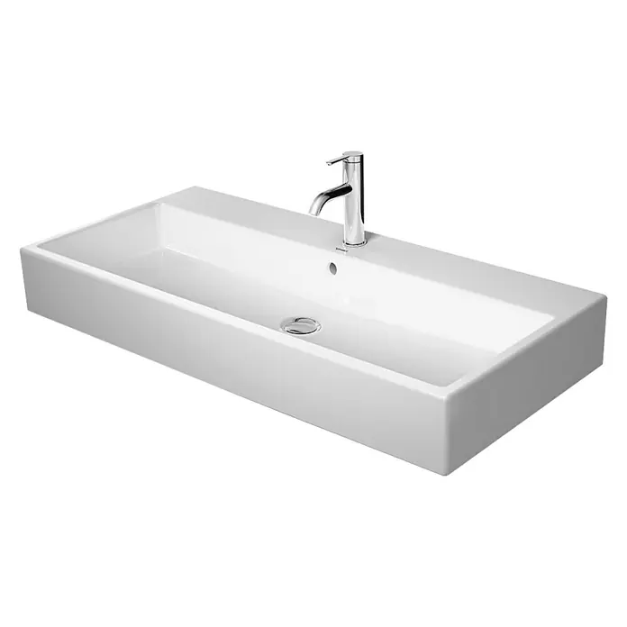 Duravit Vero Air Waschtisch - 100 x 47 cm, Ohne Spezialglasur, Hahnloch: Mitte, Überlauf: Mit Überlauf, Weiß, Geschliffen - Vorderansicht