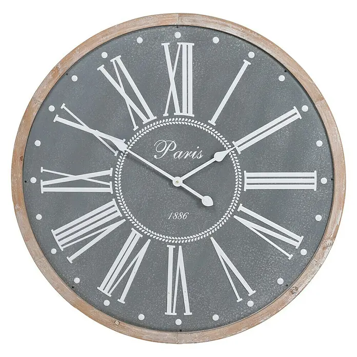 Wanduhr rund Paris - Silber, Durchmesser: 80 cm - Vorderansicht