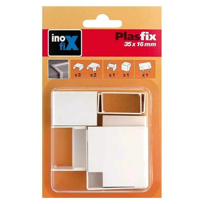 Inofix Plasfix Kit de accesorios para canaleta - Blanco, An x Al: 3,5 x 1,6 cm, 7 ud.