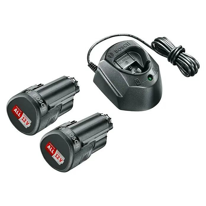 Bosch Batería y cargador Starter Set PBA - 12 V, 2 baterías, 1,5 Ah