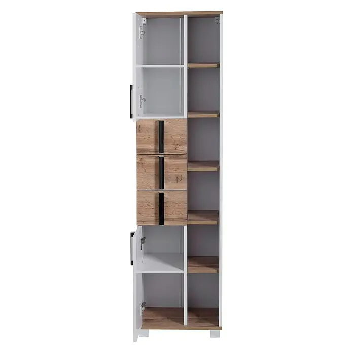 Schildmeyer Luca Hochschrank - 42 x 32 x 164 cm, Weiß/Wotaneiche - Detailaufnahme