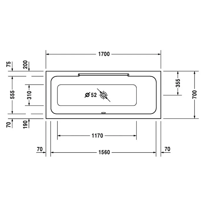 Duravit DuraStyle Badewanne - 170 x 70 cm, Rückenschräge Rechts, Sanitäracryl, Weiß