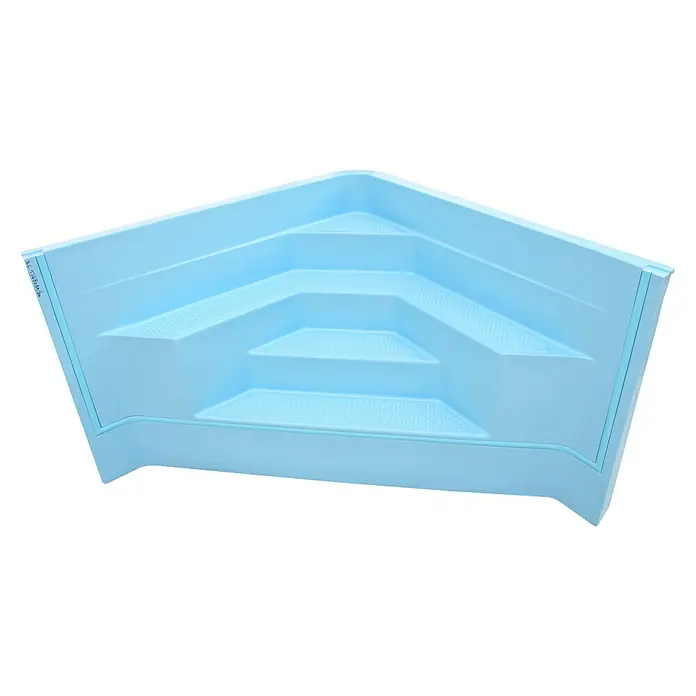 Steinbach Ökopool Classic Top - L x B x H: 600 x 300 x 145 cm, 23,5 m³, Blau, Ecktreppe Rechts - Vorderansicht