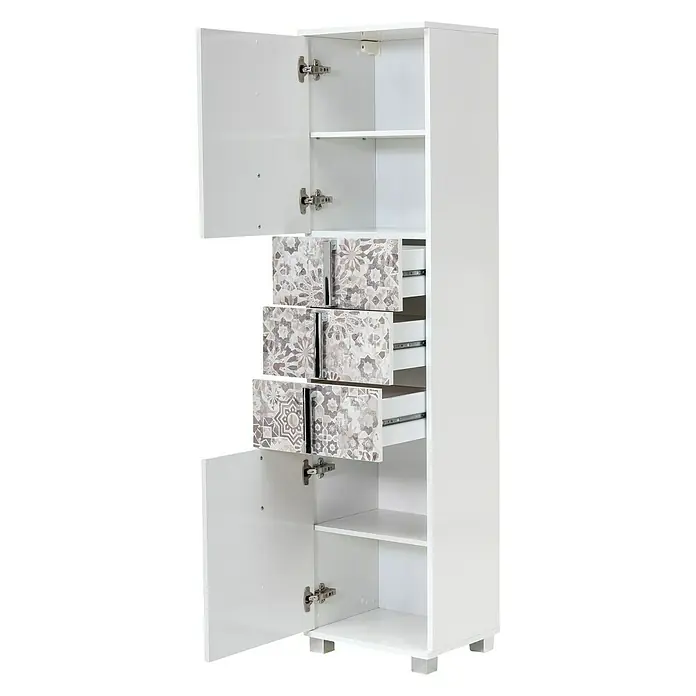 Schildmeyer Luca Hochschrank - 40 x 32 x 164 cm, Weiß/Mexicograu - Detailaufnahme