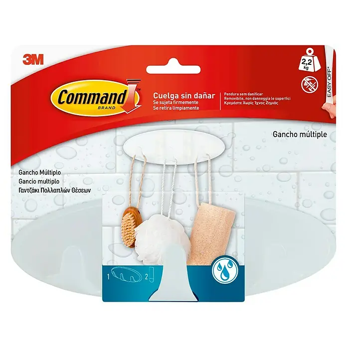 3M Command Colgador adhesivo BATH21 - 1 ud., Plástico, Blanco