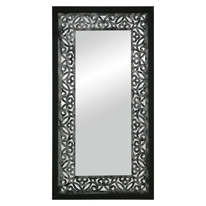 Espejo Mosaico Surat - 60 x 120 cm, Negro/Plateado