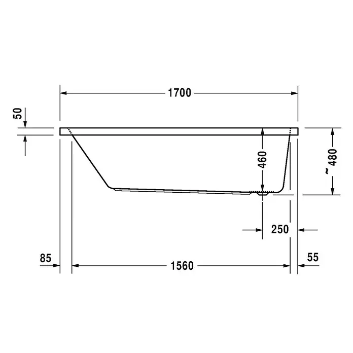 Duravit Badewanne Vero Air - 170 x 75 cm, Sanitäracryl, Weiß - Vorderansicht